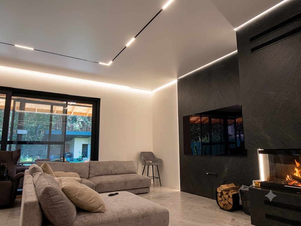 Плаващ опънат таван с LED подсветка